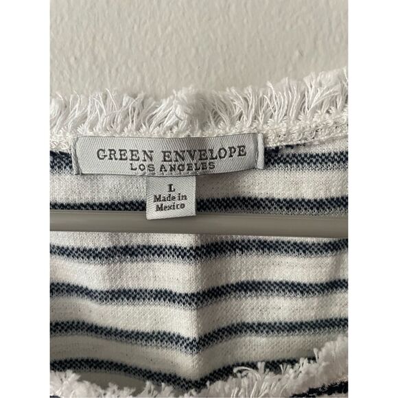 Green Envelope Large Womens Navy and White Stripe Blouse - Picture 2 of 3
